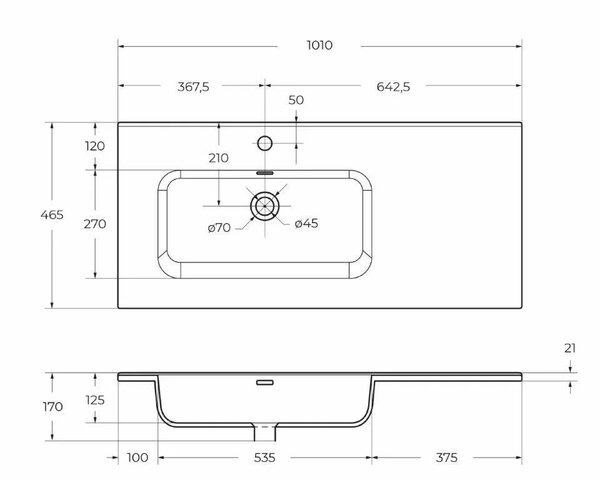 Раковина BelBagno BB1000ETL-L